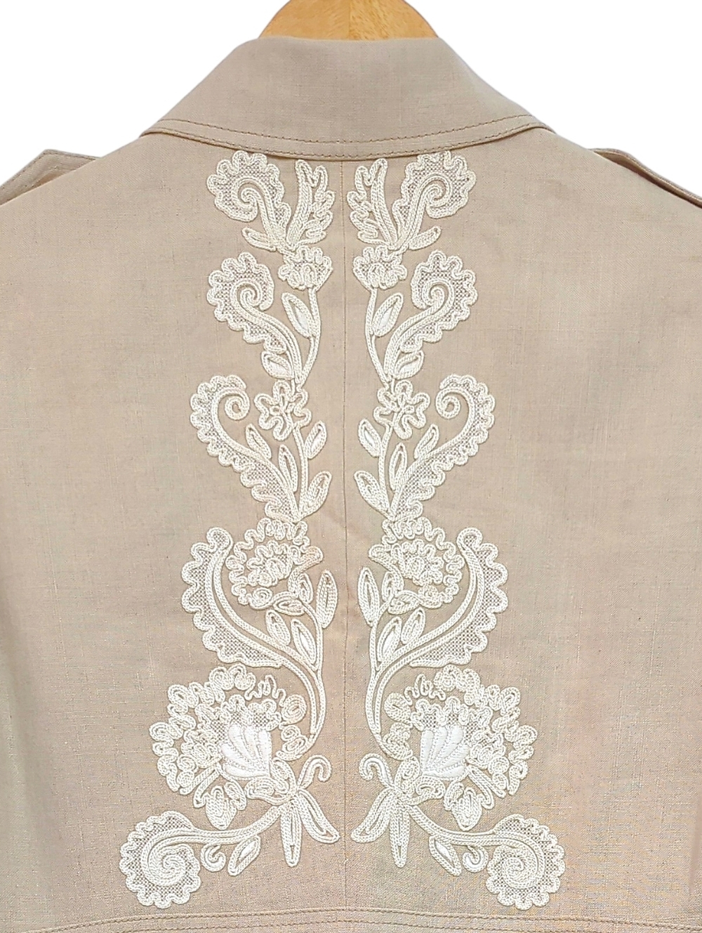 Etro Milano Embroidered Linen Blazer Beige Peplum Jacket IT 46 US 10 - Picture 4 of 10